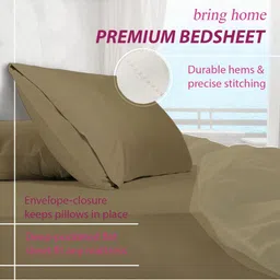 Trance Home Linen Beige Pure Cotton 300 TCFitted Single Bedsheet Set 1.83 mx 0.76 m image 2