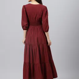 Femvy Women Smocked Wrap Midi Dress image 3