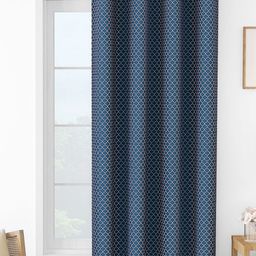 Story@home Navy Blue & White Geometric Room Darkening Long Door Curtain-picture-45