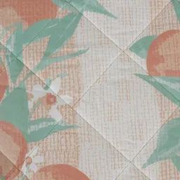 MASPAR Peach-Coloured & Green Floral Printed Cotton Double King Superfine Bedding Set image 5