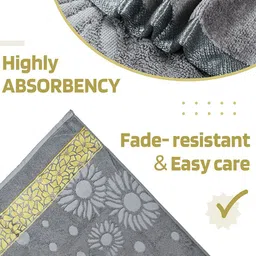 Kuber Industries Grey & Yellow 4 Pieces Printed Cotton 450 GSM Bath Towel image 5