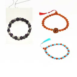 Divine souvenirs Unisex Set Of 3 Artificial Beaded Elasticated Bracelets-picture-39