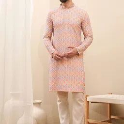 SWAGG INDIA Men Ethnic Motifs Embroidered Thread Work Kurta-picture-16