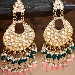 Anouk German Silver Gold-Plated Artificial Beaded Contemporary Chandbalis-picture-2