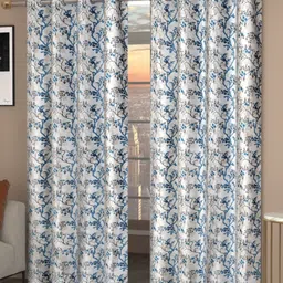 Galaxy Home Decor Blue Set of 2 Floral Long Door Curtain-image-43