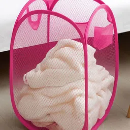 Kuber Industries 2-Pcs Pink Mesh Laundry Basket 20 L image 4