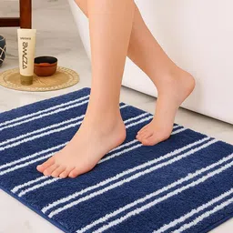 Elanza Pack of 1 Navy Blue 2000GSM Microfibre Anti-Skid Bath Rugs-image-54