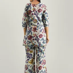 BAESD Women Printed Keyhole Neck Flared Sleeves Sequinned Kaftan Kurta image 2