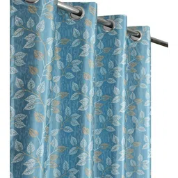 UrbanArts Blue Floral Room Darkening Window Curtain-image-14
