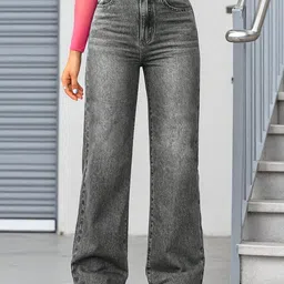 DressBerry Women Comfort Straight Fit High-Rise Light Fade Acid Wash Stretchable Jeans-picture-14