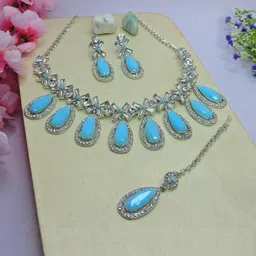 VATSALYA creation Alloy Gold- plated Turquoise Jewellery Set-picture-41