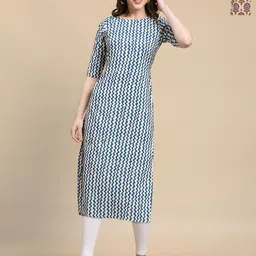 HERE&NOW Selection Of 2 Chevron Printed Round Neck Straight Kurta-picture-24