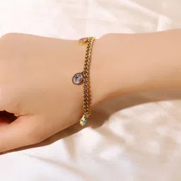 SZN Gold-Plated Artificial Stones Studded Wraparound Bracelet image 3