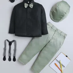 FOURFOLDS Boys Pure Cotton Bow Shirt Collar Shirt With Trousers-picture-25