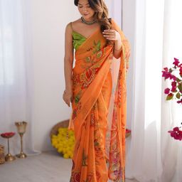 Mitera Floral Organza Saree-picture-6
