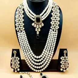 Gyaan Jewels Gold-Plated Kundan Studded & Beaded Jewellery Set-picture-22