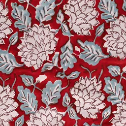 HANDICRAFT PALACE 6Pcs Maroon & White Floral Block Printed Cotton Dinner Table Napkins image 3