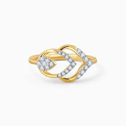 GIVA Gold Lustre Leaf Diamond Ring image 2