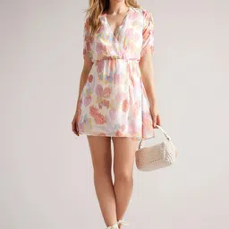 DressBerry Women Floral Printed V-Neck Gathered or Pleated Party A-Line Dress-picture-11