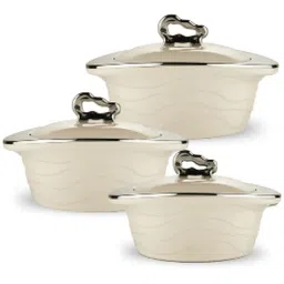 trueware Off-White Zinna Plastic & Steel (Set Of 3) Casserole image 3