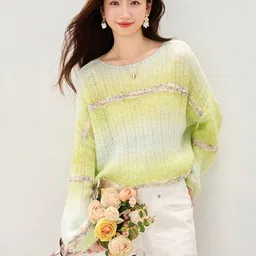 JC Collection Women Colourblocked Pullover with Fuzzy Detail image 2