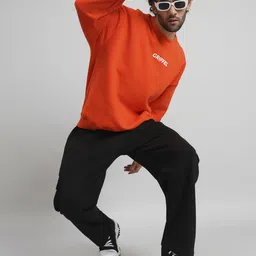 GRIFFEL Men Typography Printed Round Neck Fleece Pullover Sweatshirt image 5