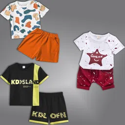 BAESD Unisex Kids Pack Of 3 Printed T-shirt with Shorts-picture-27