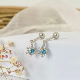 Boldiful Sterling Silver Topaz Studded Dandelion Drop Helix Studs-picture-37