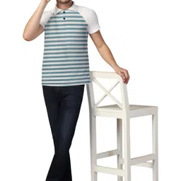 BEYOU FASHION Men Striped Polo Collar T-shirt image 3