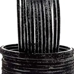 Shasmi Set Of 24 Black Glass Artificial Stones & Beads Bangle image 1