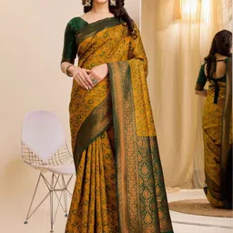 Snofi Creation Floral Printed Zari Border Kanjeevaram Saree-picture-12
