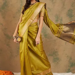 DWIJA FASHION Woven Design Zari Kanjeevaram Saree With Contrast Border image 3