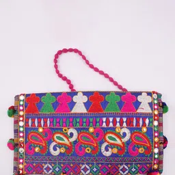 Exotic India Embroidered Mirror Work Purse Clutch image 2