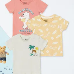 max Boys Pack of 3 Graphic Printed Round Neck Pure cotton T-shirt-picture-24