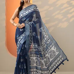 Libas Women Floral Printed Zari Saree image 1