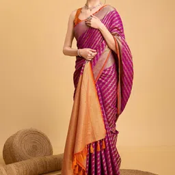 NIWAA Woven Design Zari Work Patola Saree With Blouse image 3
