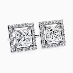 VALANOVA Hallmarked 18Kt White Gold Diamond Studded Earrings - 3.12g image 4