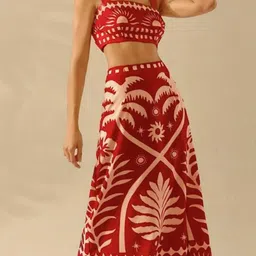 Routes by All About You Printed Square Neck Top With Skirt Co-Ords Set-picture-13
