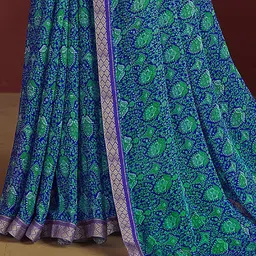 Panzora Ethnic Motifs Printed Lace Work Saree With Blouse Piece image 4