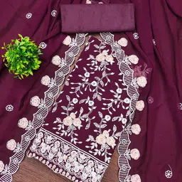 Maroosh Floral Embroidered Silk Georgette Unstitched Dress Material-image-53