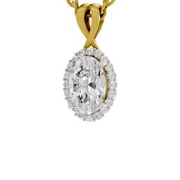 Sparkles Women 14KT Gold 2.23 Ct Lab Grown Shape Halo Diamond Pendant 1.27g-picture-19