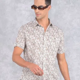 Crimsoune Club Men Smart Spread Collar Floral Printed Cotton Slim Fit Casual Shirt-picture-25