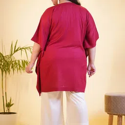 LetsDressUp Plus Size Ethnic Motifs Yoke Design Kaftan Kurta With Palazzos image 2