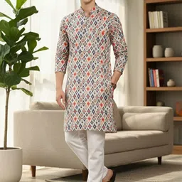 MUKUT MANI Men Geometric Printed Indie Prints Kurta-picture-28
