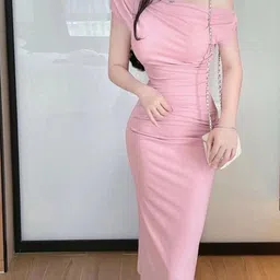 StyleCast x Revolte One Shoulder Satin Bodycon Midi Dress image 3