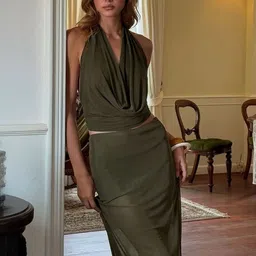 LULU & SKY Cowl Neck Sleeveless Casual Top With Skirt image 3