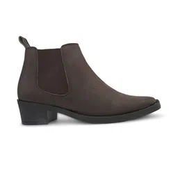 HERE&NOW Men Solid Brown High Heel Slip-On Chelsea Boots image 5