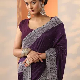 Libas Floral Embellished Beads and Stones Embroidered Saree-picture-16