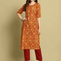7Threads Women Pack Of 6 Ethnic Motifs Printed Floral Crepe Kurta-picture-31