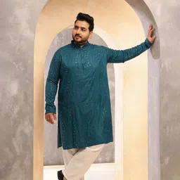 SOJANYA PLUS Men Embellished Side Slits Regular Straight Mirror Work Kurta-picture-22